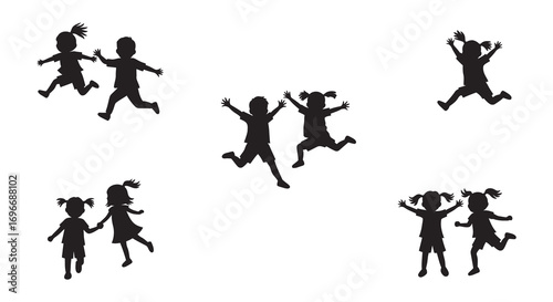 children playing joyfully outdoors in a lively scene silhouette
