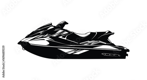 jet ski profile view with sleek curves and sharp angles silhouette