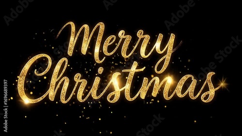 Sparkling Gold Merry Christmas Greeting: Festive Glitter Animation