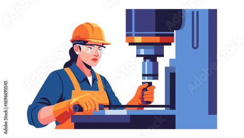 Precision and Expertise in the Manufacturing Field: A skilled professional, clad in protective gear, operating advanced machinery with focused precision.