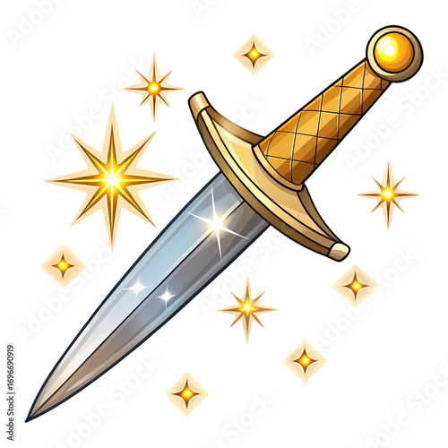 Magical Dagger Fantasy Weapon Illustration isolated on transparent background
