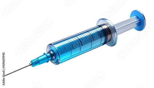 Syringe filled with blue liquid