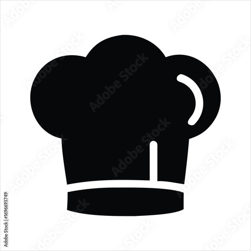 Black chef hat icon on white background