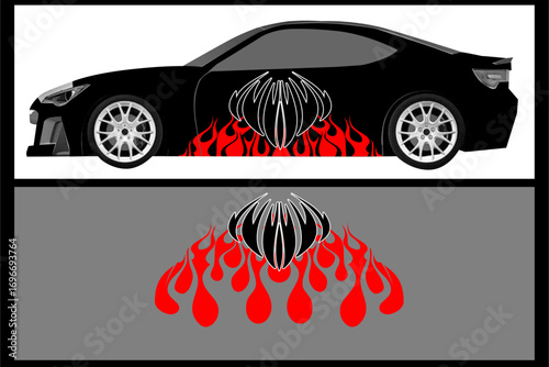 Car wrap graphic racing abstract background for wrap and vinyl sticker and burn pattern