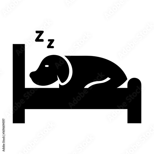 Simple silhouette of a sleeping dog on a bed vector