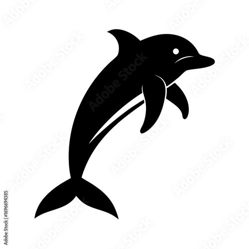 Silhouette dolphin surfing ocean wave nautical animal vector
