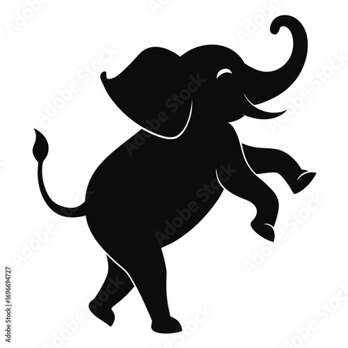 Joyful elephant silhouette dancing with happiness vector