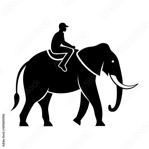 Silhouette of elephant with rider on its back vector