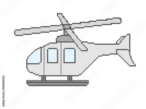 Pixel Art White Helicopter Design