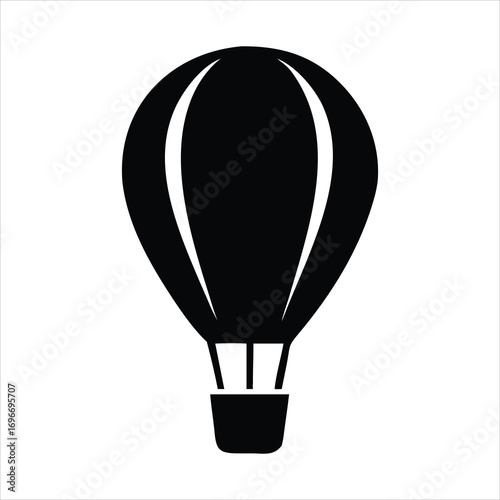 Simple black silhouette of a hot air balloon icon