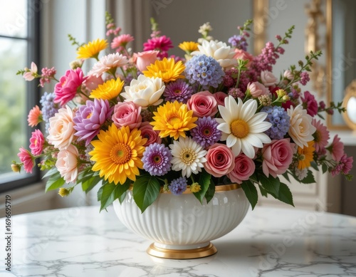 Wallpaper Mural Vibrant bouquet of fresh garden flowers in a decorative vase bringing joy and beauty indoors Torontodigital.ca