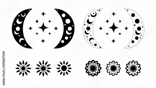 Celestial and Floral Silhouettes