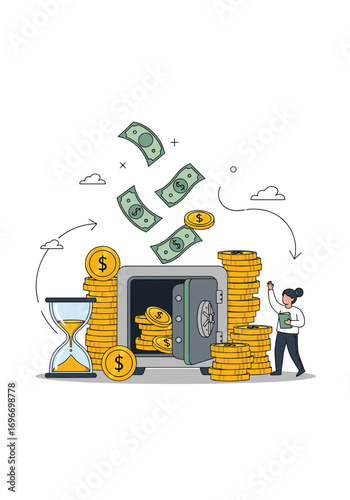 Money saving and investing concept illustration financial growth and wealth accumulation