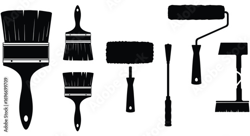 various painting tools shown in black silhouette
