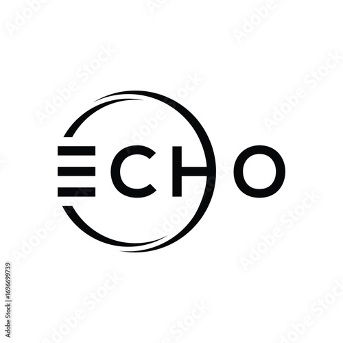Echo typography text logo design, word mark echo graphic symbol vector