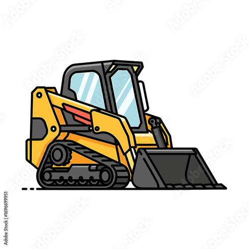 Outlined illustration of a yellow compact track loader.