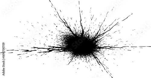 set of Vector Paint Splash Spray Black – Grunge Ink Blot Splatter Texture Isolated on White Background
