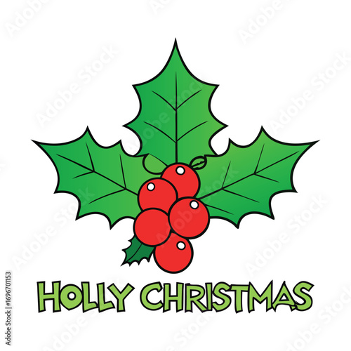 Festive Christmas holly with glossy green leaves and bright red berries, symbolizing holiday cheer, joy, and tradition in seasonal décor and celebrations.
