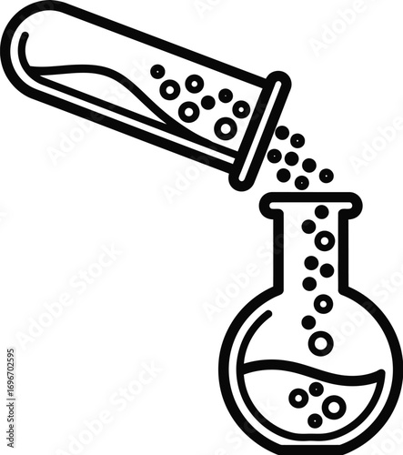 Bubbles rising as liquid transfers between laboratory glassware, symbolizing scientific discovery and research.