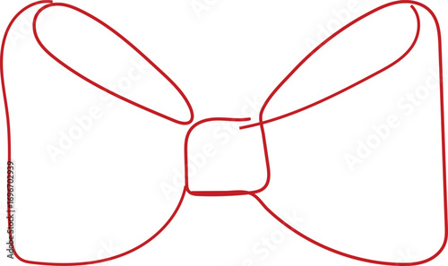 Simple red bow tie outline on a clean white background, perfect for design projects.