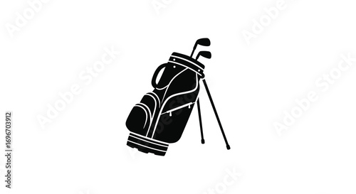 golf bag and clubs depicted in simple silhouette