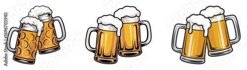 beer mug emoji icon with frothy pint vector illustration