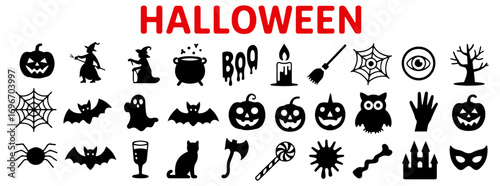 halloween icons vector set illustration