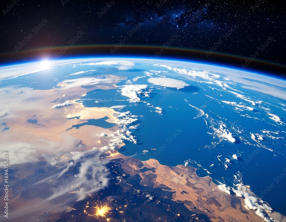 Fototapeta premium Earth from space, sunrise