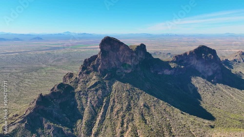 Picacho Peak aerial view in Picacho Peak State Park in Pinal County in Arizona AZ, USA. 