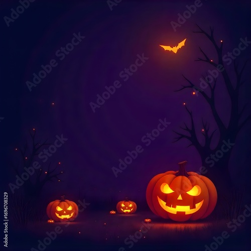 halloween background with pumpkin and bats