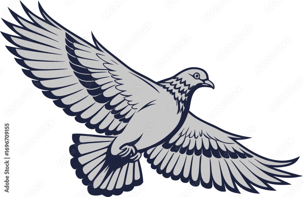 Obraz premium Realistic Pigeon Illustration Artwork. Detailed Dove Creative Illustration. Pigeon Illustration for Wildlife Artwork. Realistic Dove Illustration Design. Beautiful Pigeon Creative Artwork Illustration