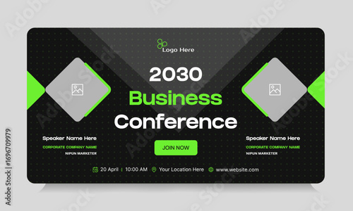 Editable vector webinar business seminar web banner design, business webinar banner template design, business conference web banner design, customizable vector eps 10 file format