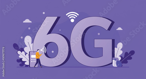 Futuristic Illustration of 6G Wireless Technology. EPS Vector