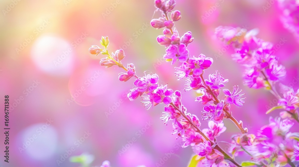 Fototapeta premium Delicate Pink Flowers in Soft Focus with Dreamy Background Glow