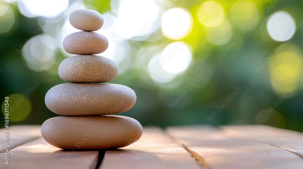 Obraz premium Serene Stack of Smooth Pebbles Symbolizing Balance and Harmony