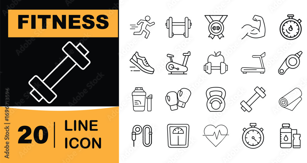 Fototapeta premium Education line icons collection microscope books graduation cap and more