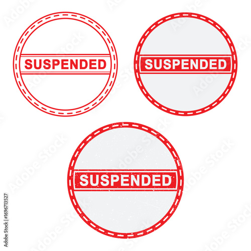 SUSPENDED Text Vector in Red Rubber Stamp Design