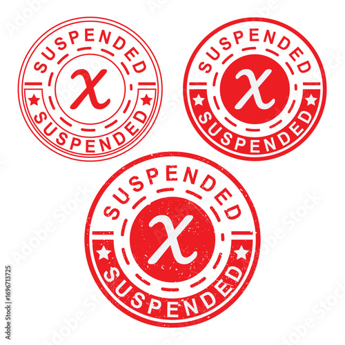 SUSPENDED Text Vector in Red Rubber Stamp Design