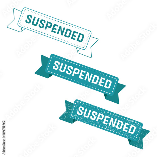 SUSPENDED Text Vector in Red Rubber Stamp Design