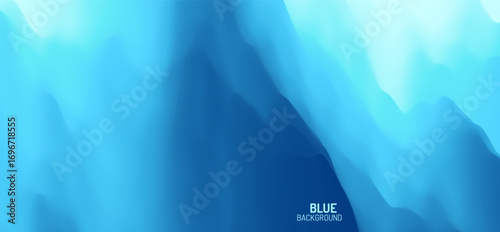 Blue abstract background. Water surface. Sky with clouds. Landscape with mountains. Vector illustration for design.