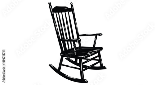 a classic rocking chair design with intricate backrest details silhouette