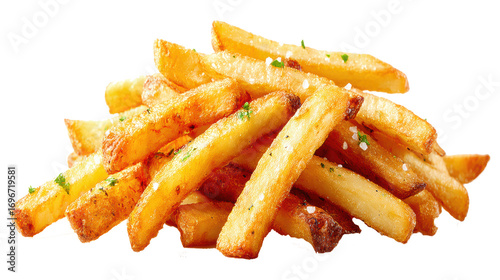 Crispy Golden French Fries Stacked on a Transparent Background for Food Lovers