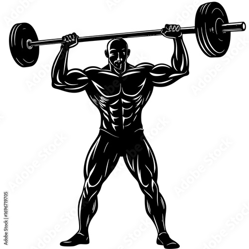 silhouette of a muscular man holding a barbell