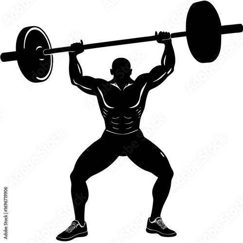 vector silhouette of a weightlifter performing lifting