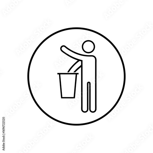 Person throwing trash into a trashcan icon