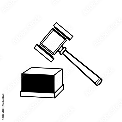 Outline drawing of a gavel and sounding block