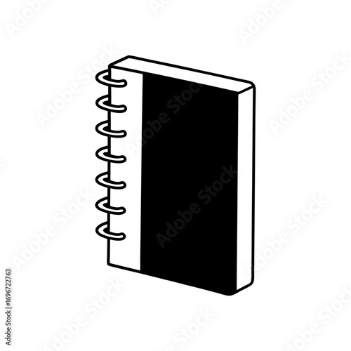 Illustration of a closed spiral notebook