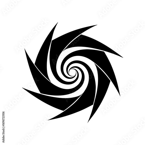 Abstract black and white spiral design art