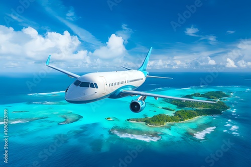 Wallpaper Mural Tropical Flight: Passenger Plane Over Islands Torontodigital.ca