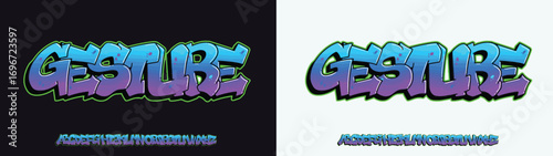 Gesture, Colorful graffiti editable text style effect. Vector text effect with paint wall concept.	

